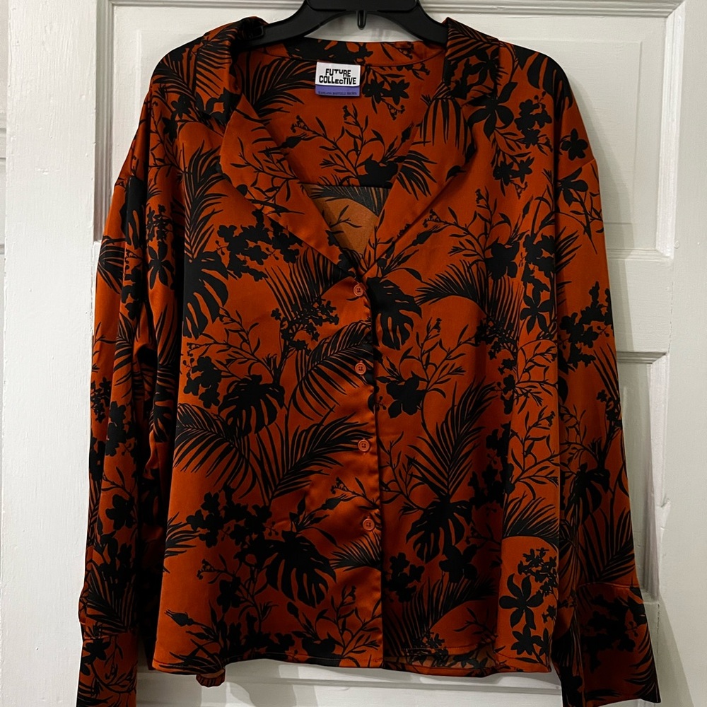 Women's Floral Orange Blouse